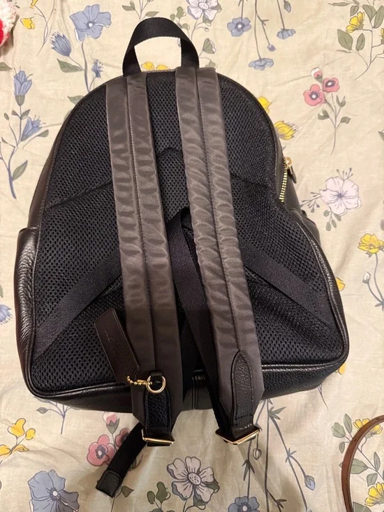 COACH Black Pebbled Leather Backpack with Gold Hardware - Picture 4 of 6